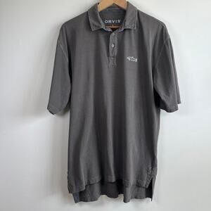 Orvis Polo Shirt Fish Embroidered Cotton Flyfishing Outdoor Brown Mens Size L